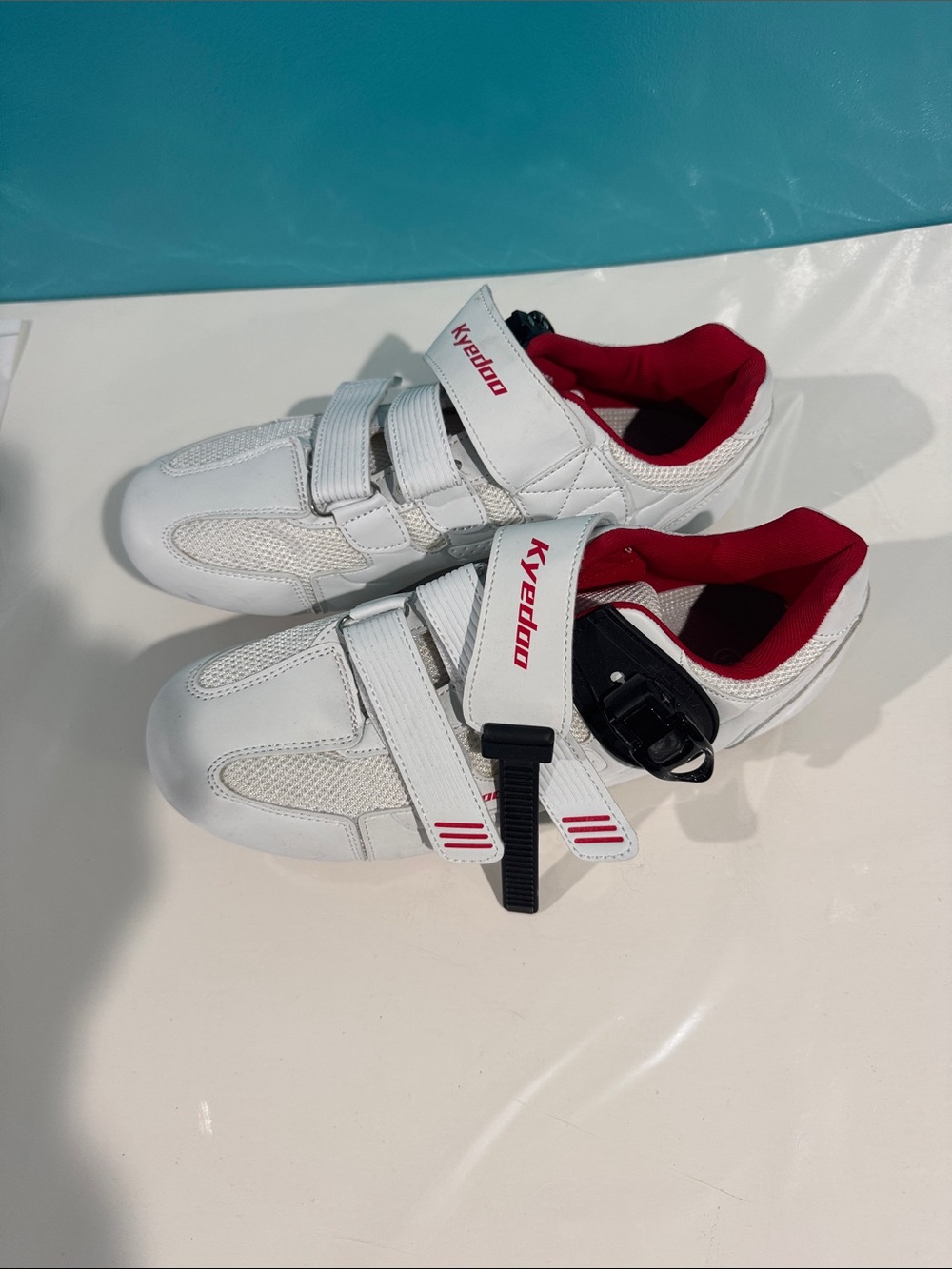 White & Red Cycling Shoes